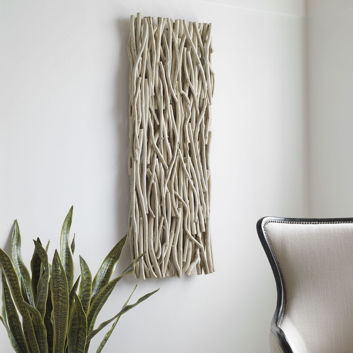 Gathered Teak Bleached Wood Wall Decor, Art by Uttermost, 19" width x 49" height x 3.5" depth View 2