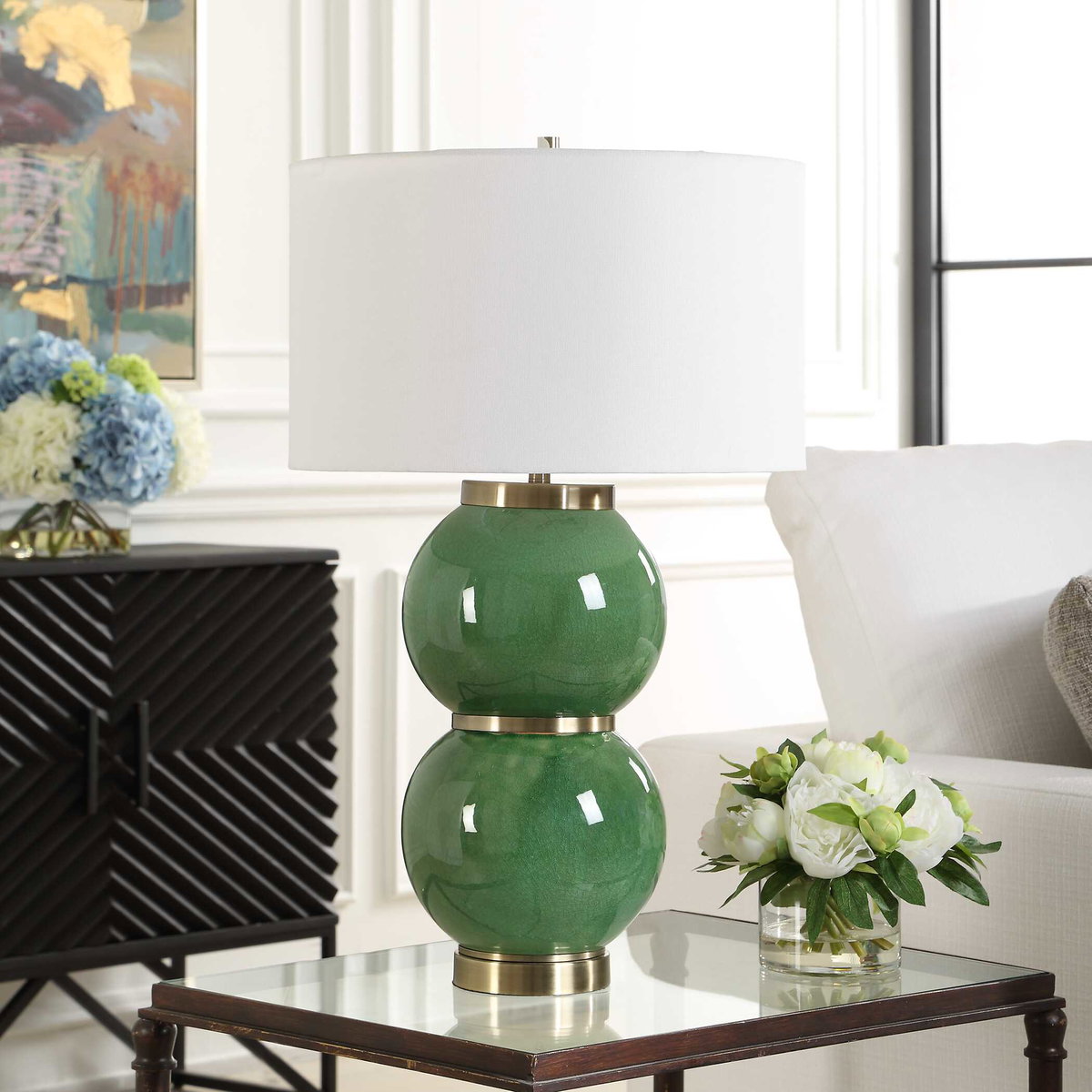Banner Green Spheres Table Lamp, by Uttermost, 17" width x 28" height x 17" depth View 3