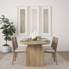 Clara Light Brown Wood with Cream Fabric Seat and Cane Back Armless Dining Chair thumbnail 1