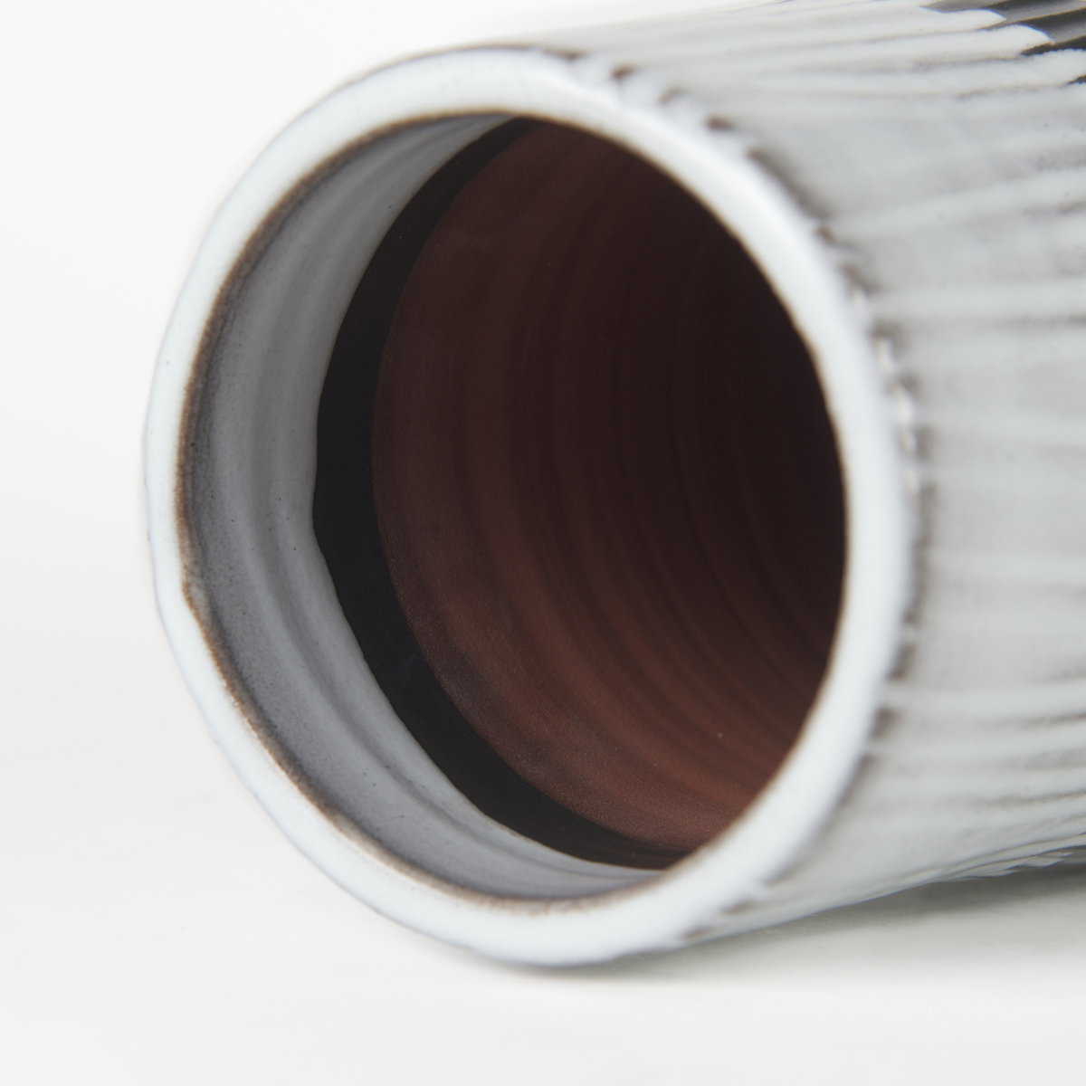 Tanami I Tall Dark Brown/White Ceramic Vase, by Mercana, 7" length x 7" width x 18.5" height View 7