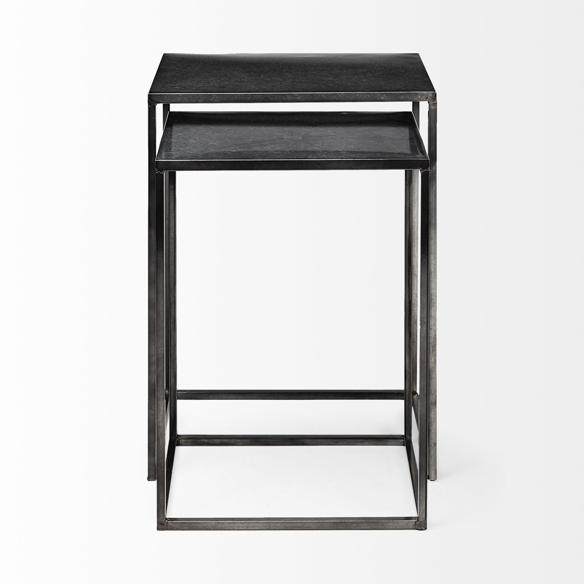 Kasey (Set of 2)  Galvanized Metal Nesting Accent Tables large image 