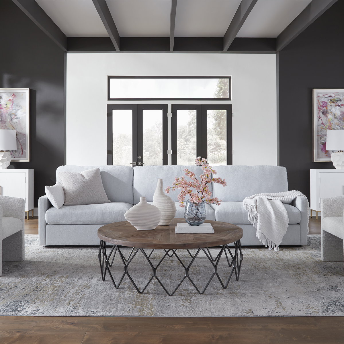 Refuge Armless Cloud Blue Sofa, Furniture by Uttermost, 40" width x 30" height x 37.5" depth View 2