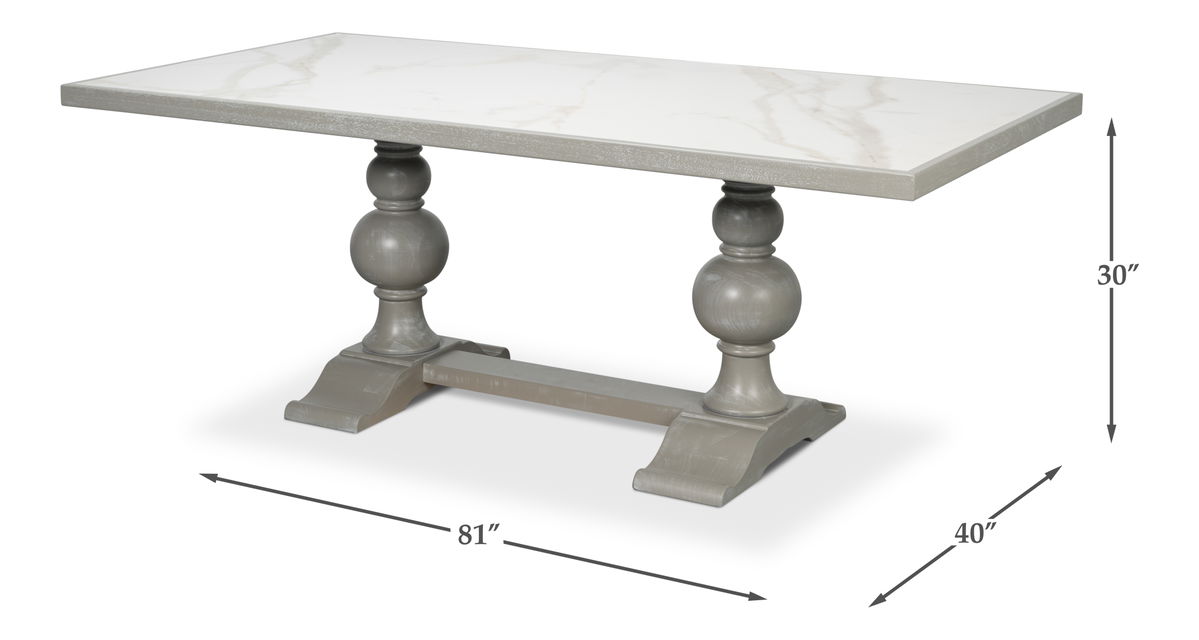 Small 81 Dining Table  Carmine Legno, by Sarreid, 3'4" length x 6'9" width x 2'6" height View 12
