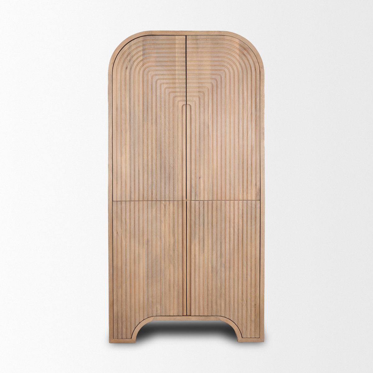 Sorina Reverse Fluted Light Brown Wood Curio Cabinet, Cabinets & Sideboard by Mercana, 36" length x 17" width x 72" height View 4