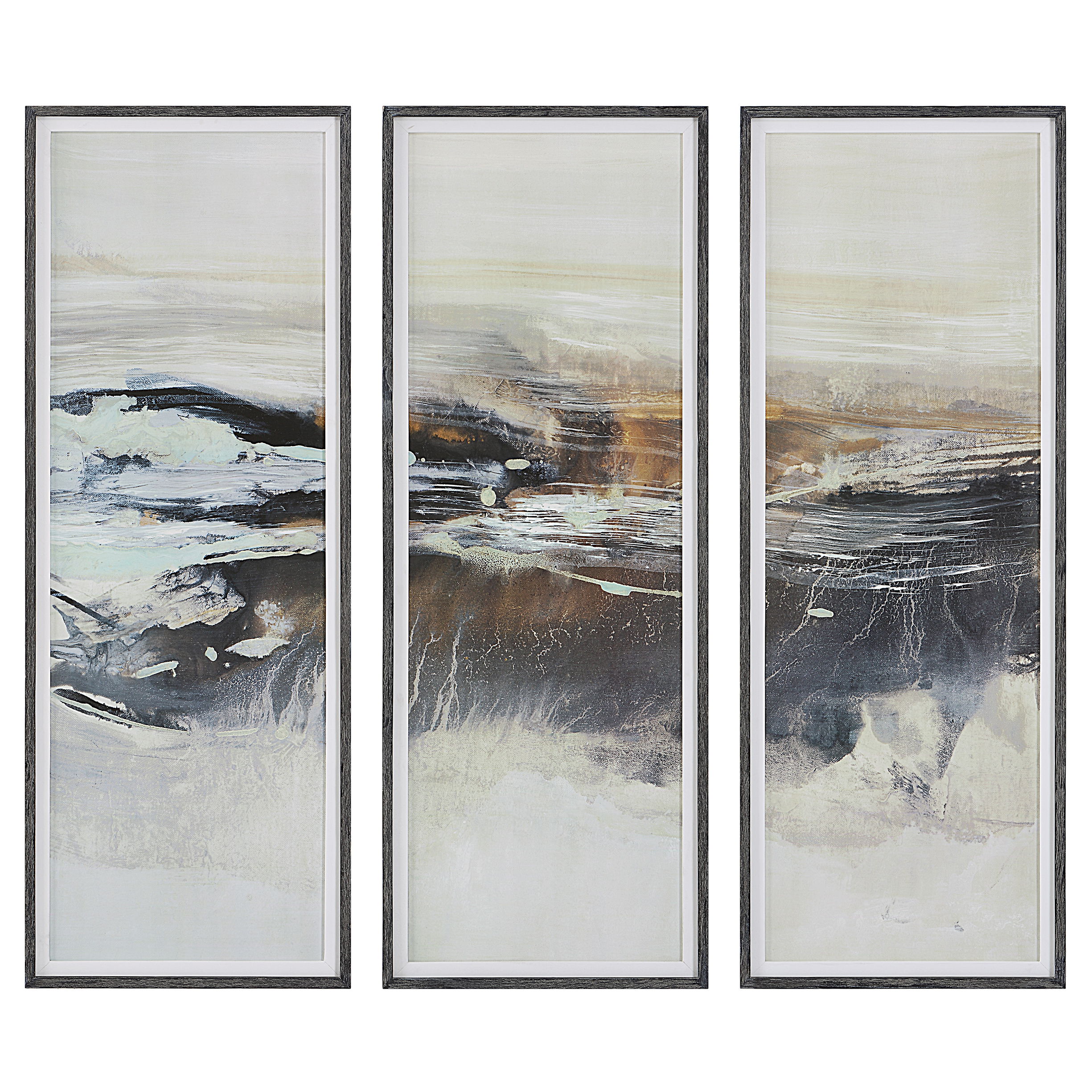 Graphite Horizon Framed Prints Set/3, Painting by Uttermost, 23" width x 63" height x 2" depth View 1