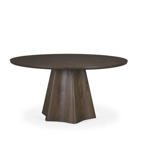 Jovani 60" Round Pedestal Dining Table | Modern | Dark Brown Wood | Seats 6