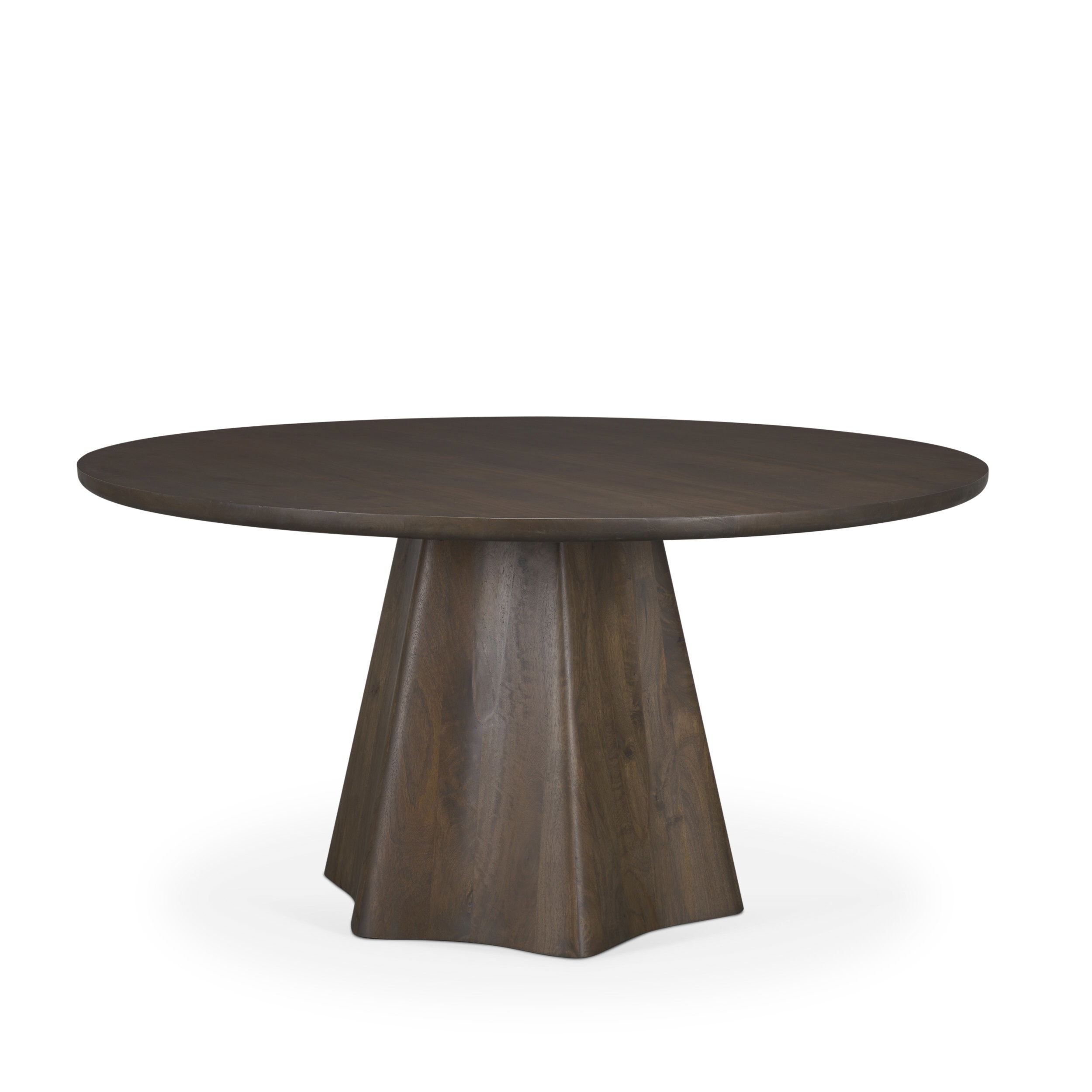 Jovani 60' Solid Dark Brown Mango Wood Round Dining Table, by Mercana, 60" length x 60" width x 30" height View 1