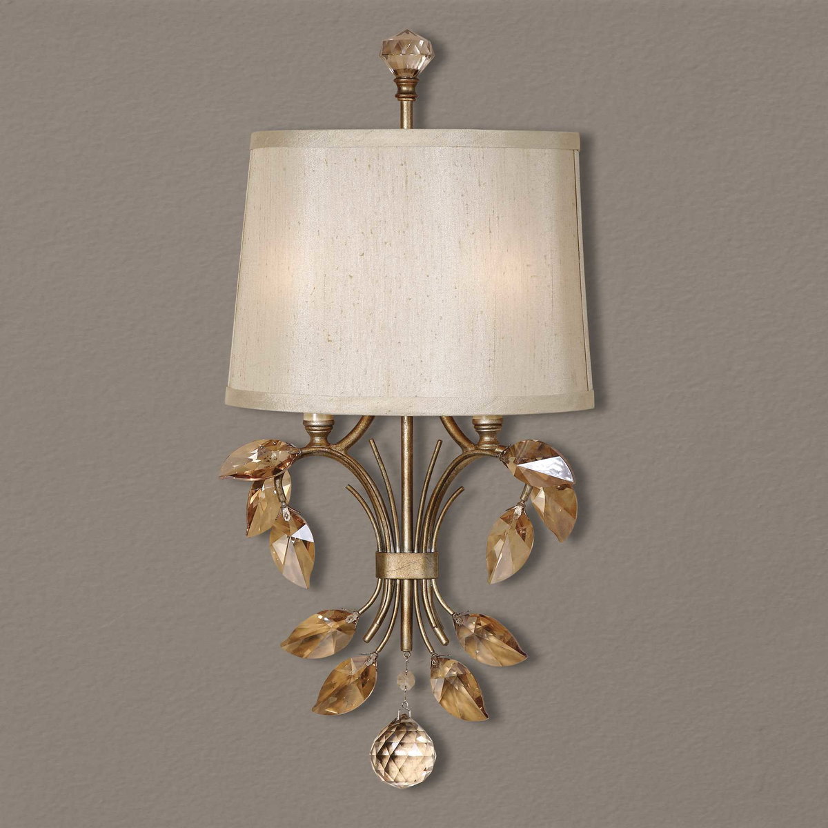 Alenya 2 Light Gold Wall Sconce, by Uttermost, 12.25" width x 21.5" height x 5.5" depth View 2