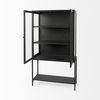 Arelius 36L x 18.75W x 63H Black-Brown Wood with Black Metal Base Display Cabinet, Cabinets & Sideboard by Mercana, 36" length x 18.75" width x 63" height thumbnail 8