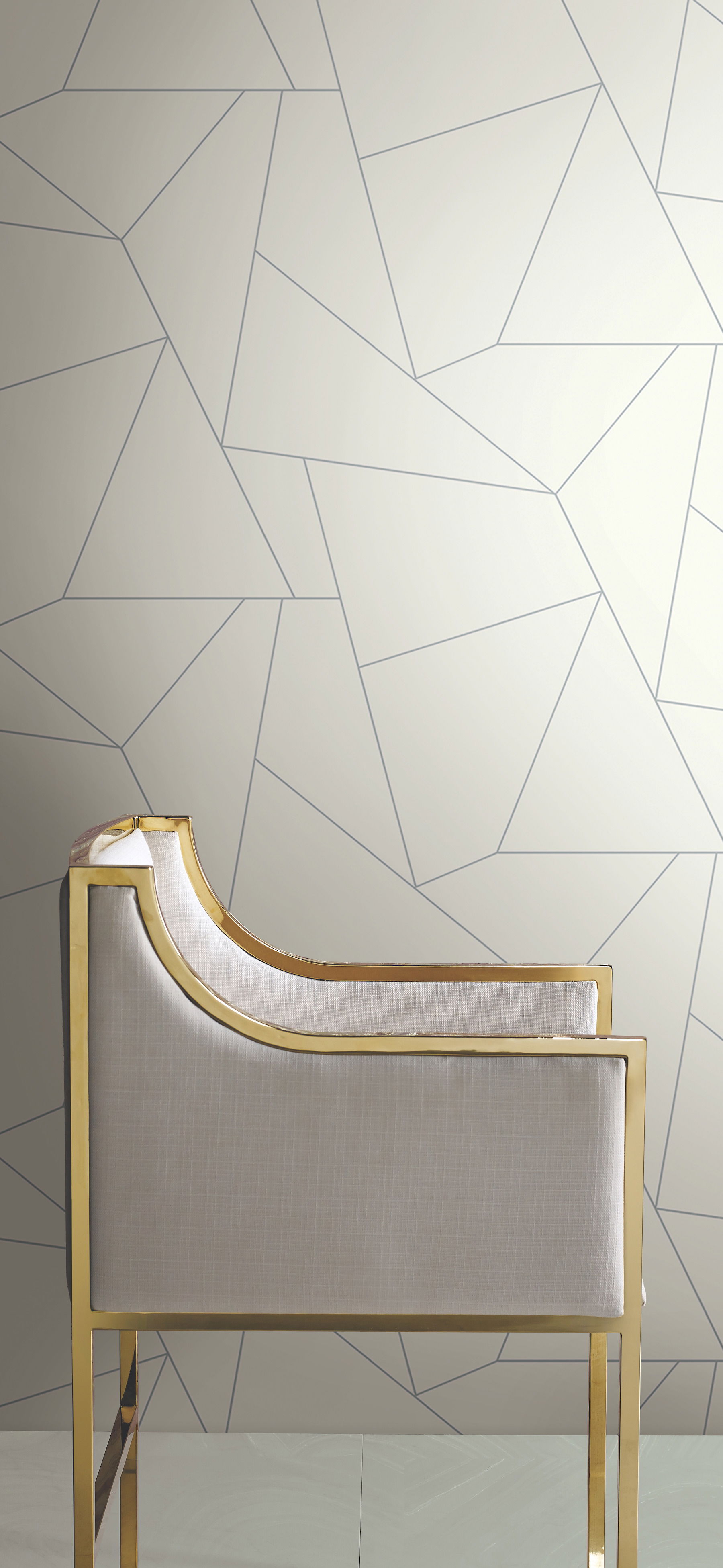 Fractured Prism Grey Metallic Peel & Stick Wallpaper large image 