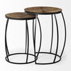 Clapp III (Set of 2) 20L x 20W Brown Round Wood Top with Black Metal Frame Nesting Accent Tables thumbnail 4