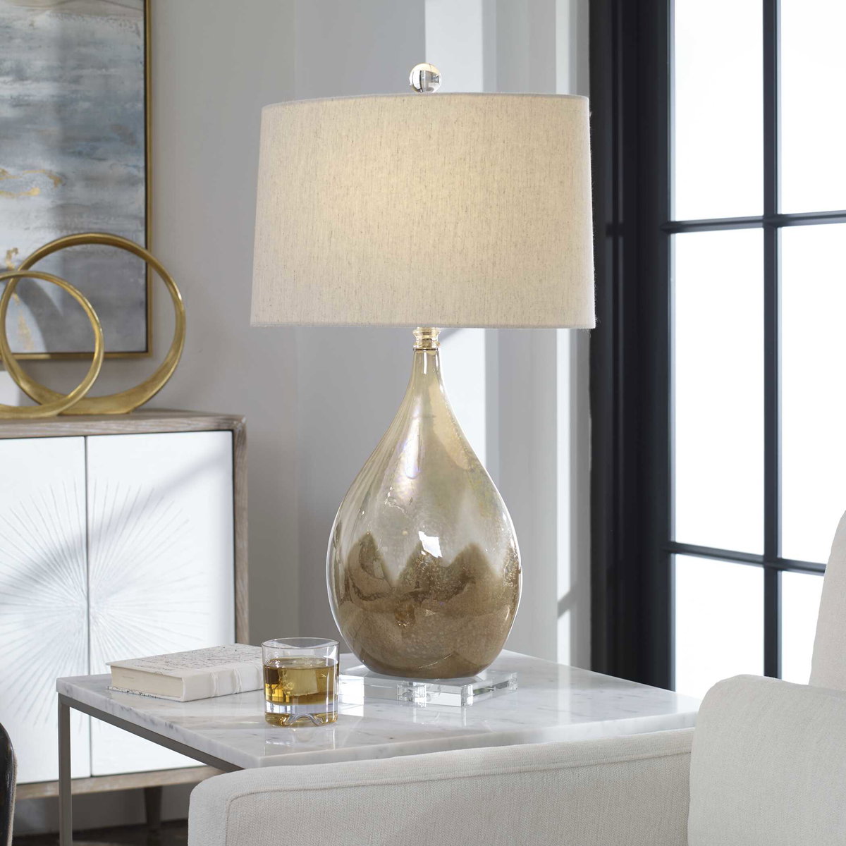 Flavian Glazed Ceramic Lamp, by Uttermost, 1'6" width x 2'6.25" height x 1'6" depth View 2
