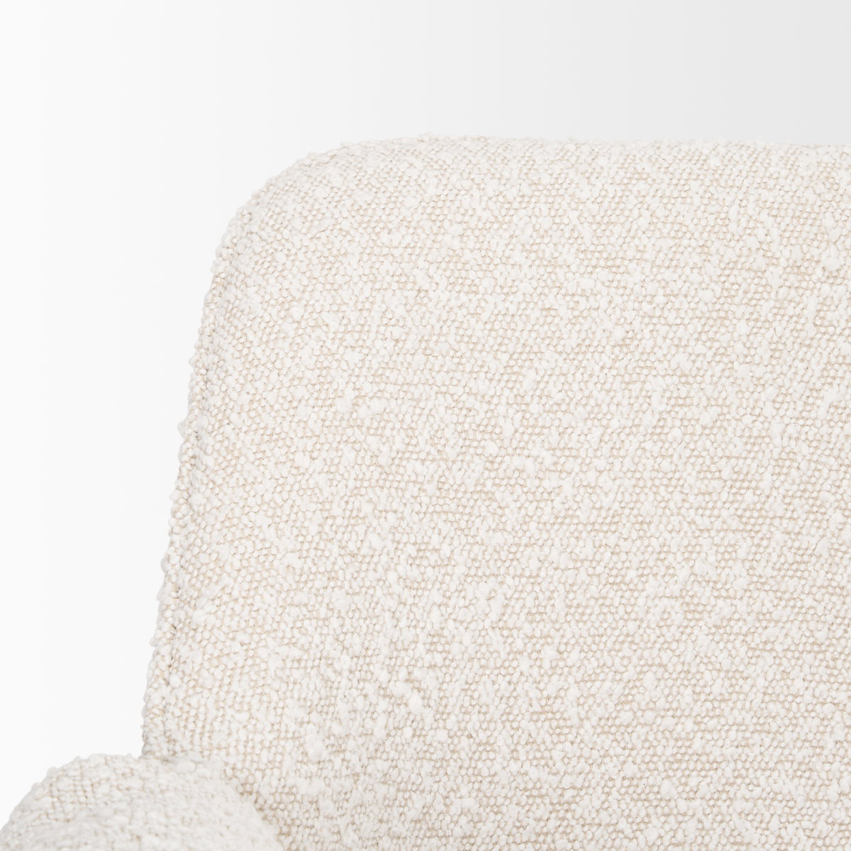 Brently Curved Back Dining Arm Chair | Cream Boucle with Metal, Dining Chair by Mercana, 24.5" length x 29.5" width x 32.5" height View 11