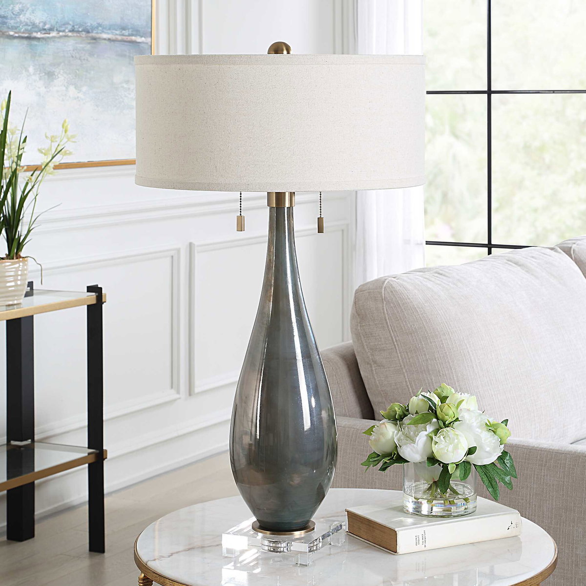 Cardoni Smoke Table Lamp, by Uttermost, 18" width x 32.25" height x 18" depth View 4