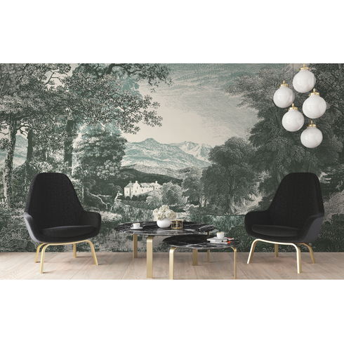 Provincial Scenic Teal Wall Mural