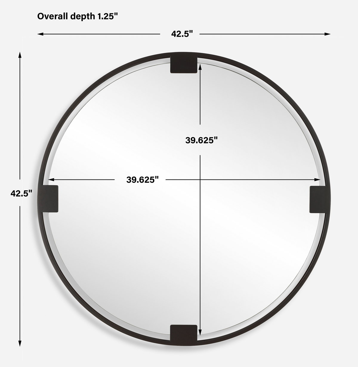 Cornelia Black Round Mirror, by Uttermost, 3'6.5" width x 3'6.5" height x 1.25" depth View 3
