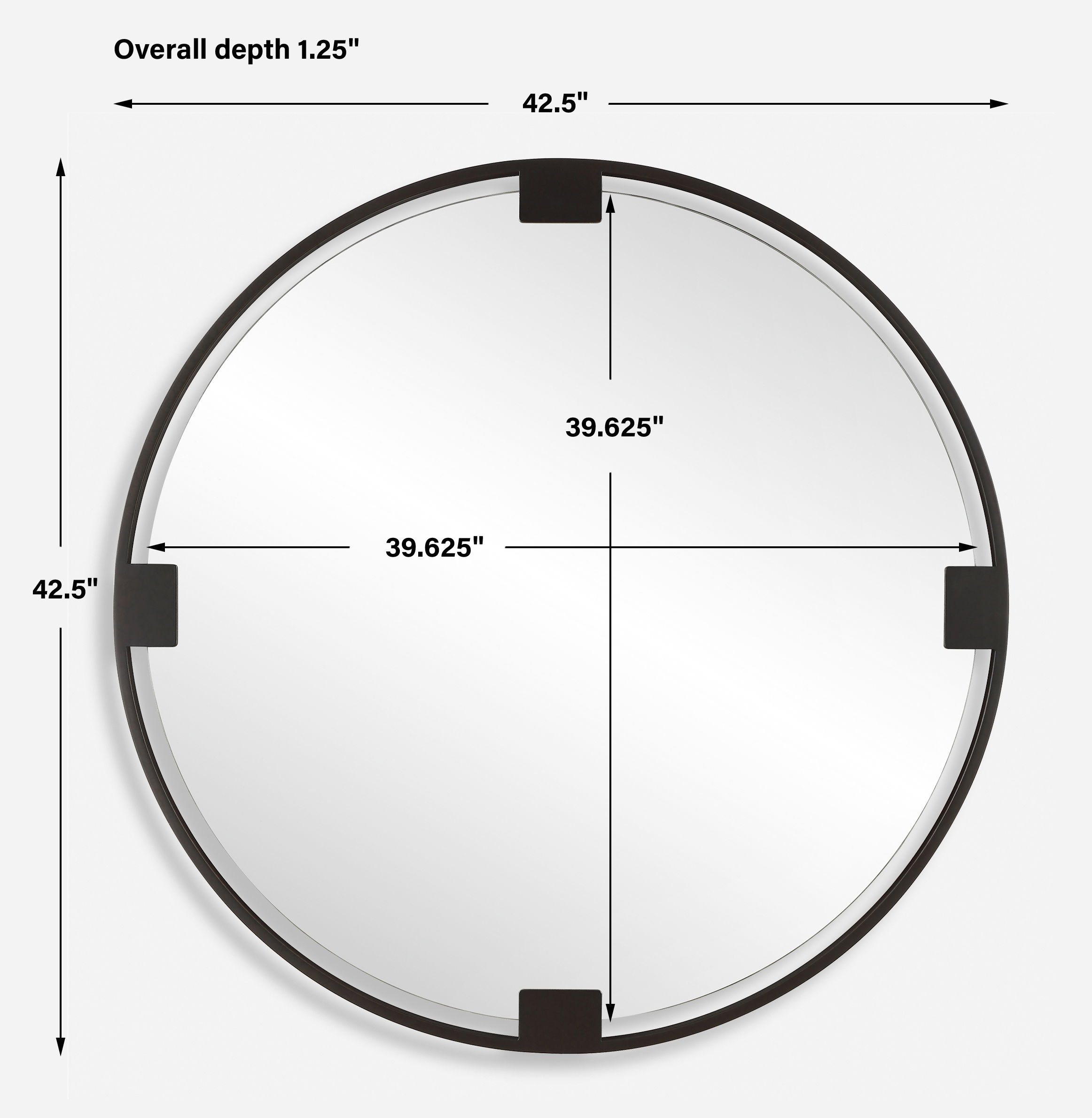 Cornelia Black Round Mirror large image 