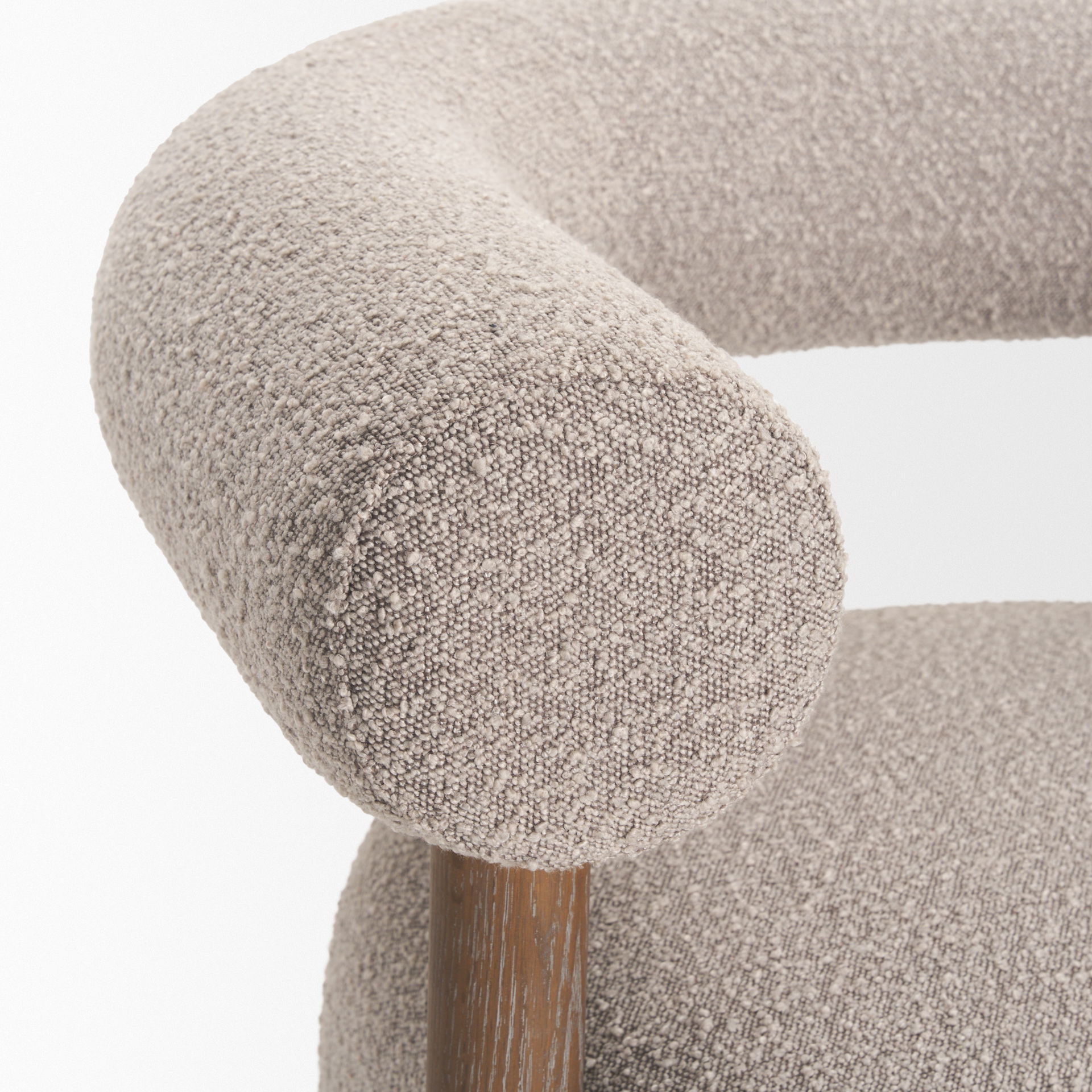 Gianna Open Back Medium Brown Wood with Taupe Boucle Fabric Accent Chair large image 