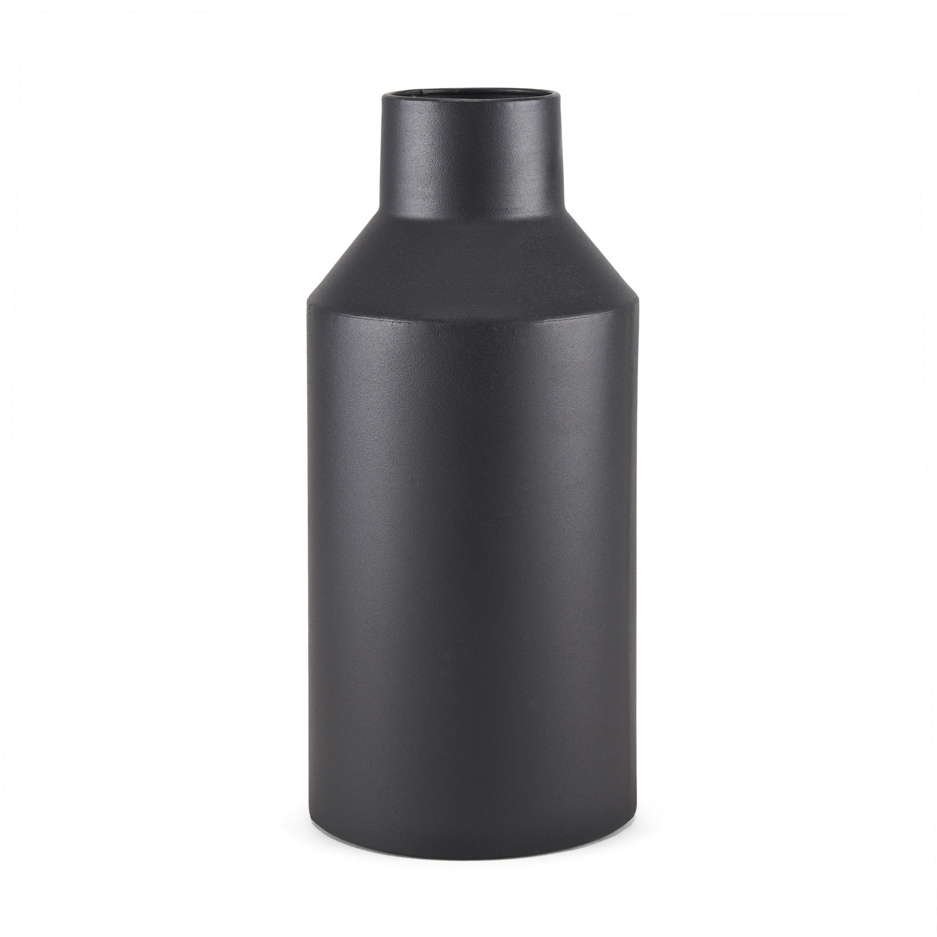 Tosca Tall Matte Black Metal Vase large image 