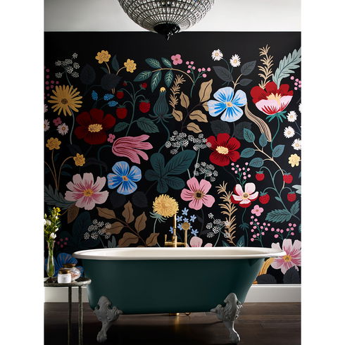 Strawberry Fields Black Peel & Stick Wall Mural