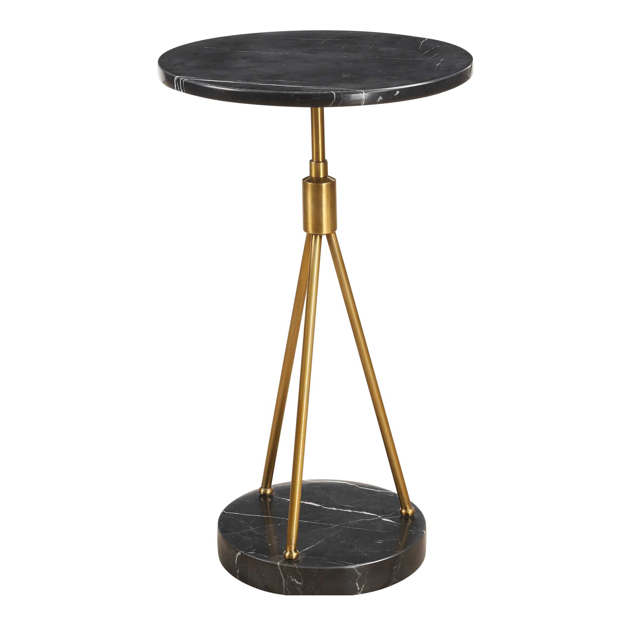 Rosston Black Marble Accent Table, Furniture by Uttermost, 13.75" width x 24" height x 13.75" depth View 5