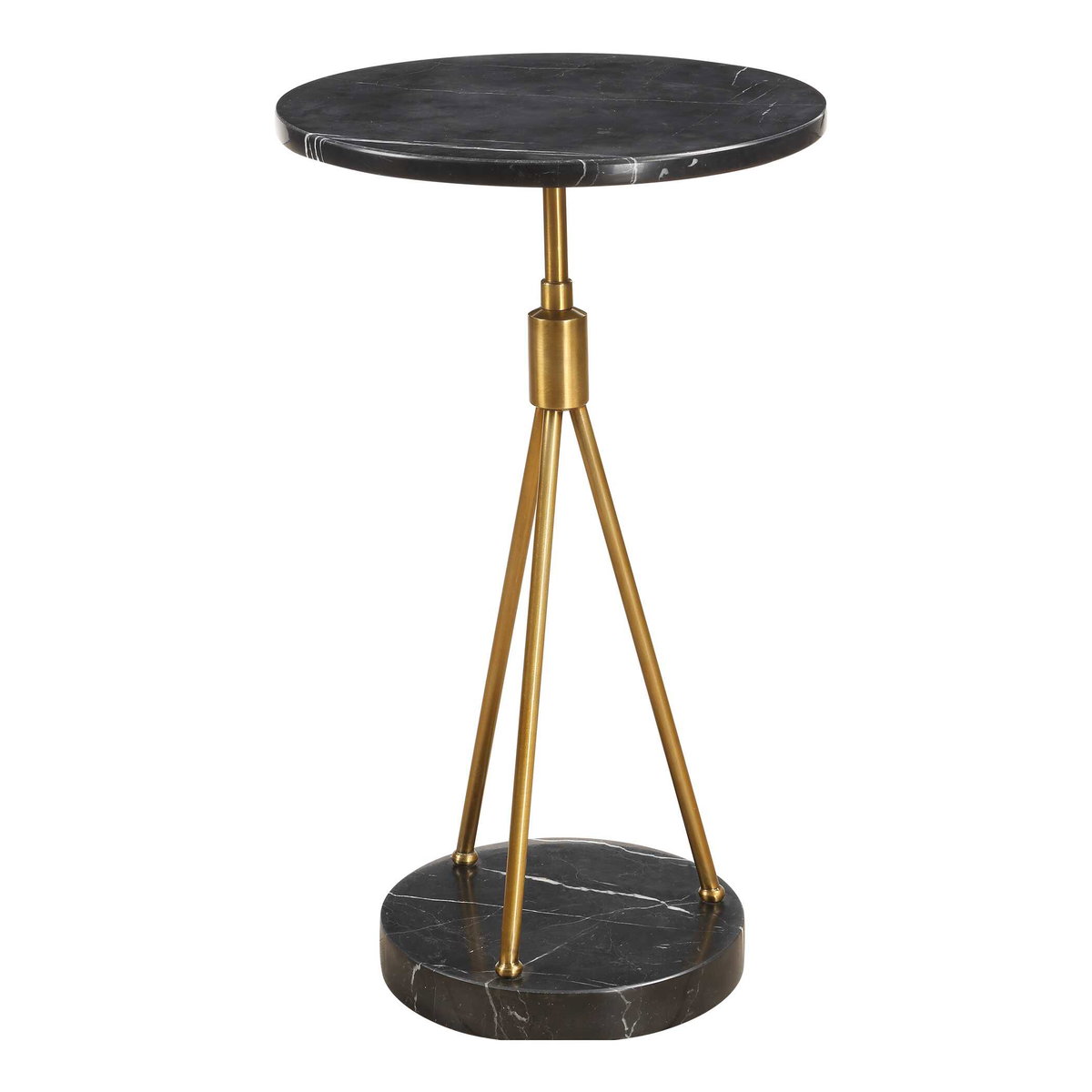 Rosston Black Marble Accent Table, Side & End Table by Uttermost, 13.75" width x 24" height x 13.75" depth View 5
