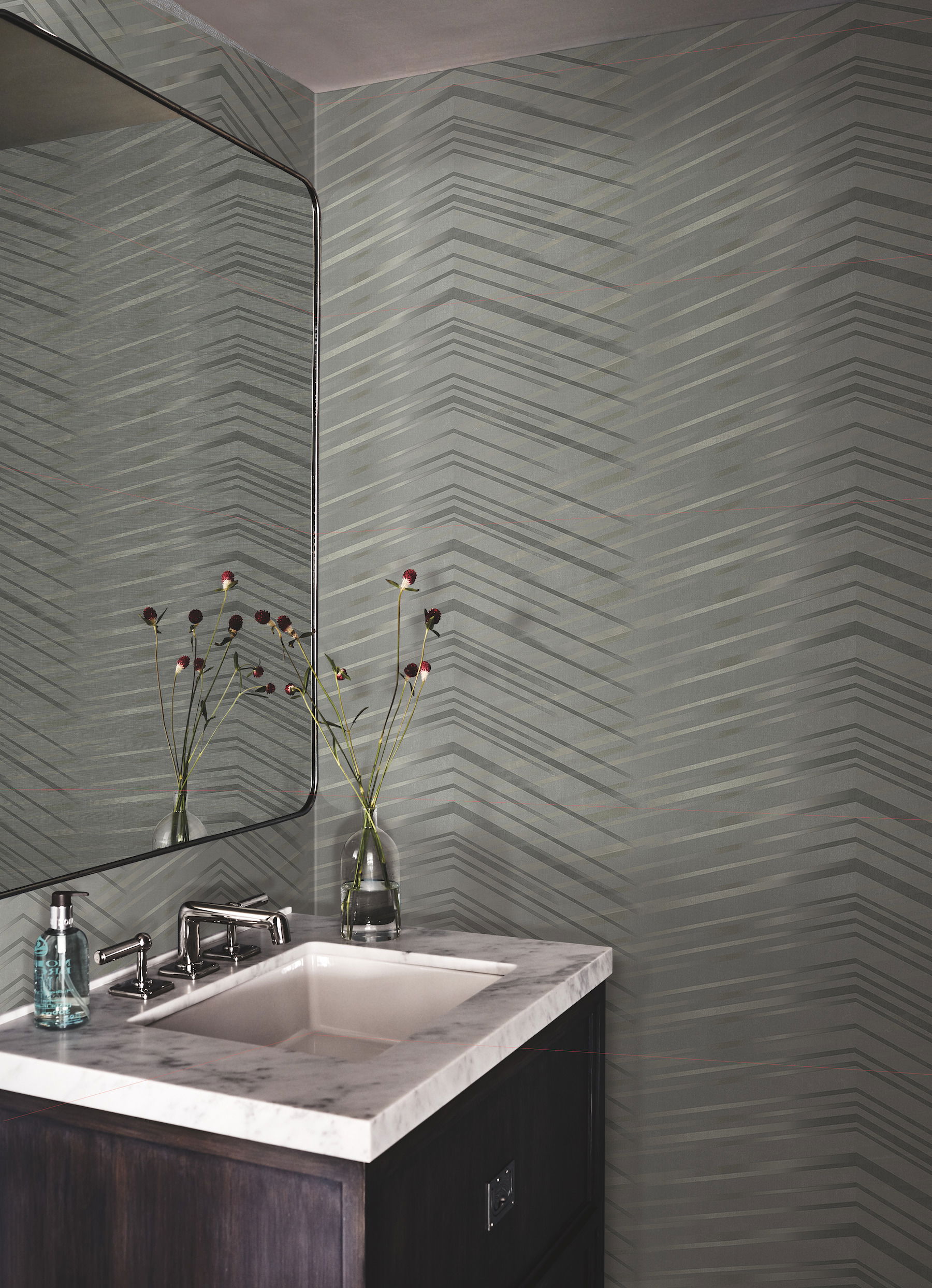Glistening Chevron Charcoal Wallpaper large image 