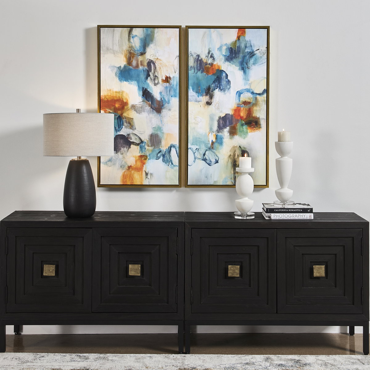Casual Moments Framed Abstract Art Set/2, Painting by Uttermost, 21.5" width x 41.5" height x 2" depth View 2