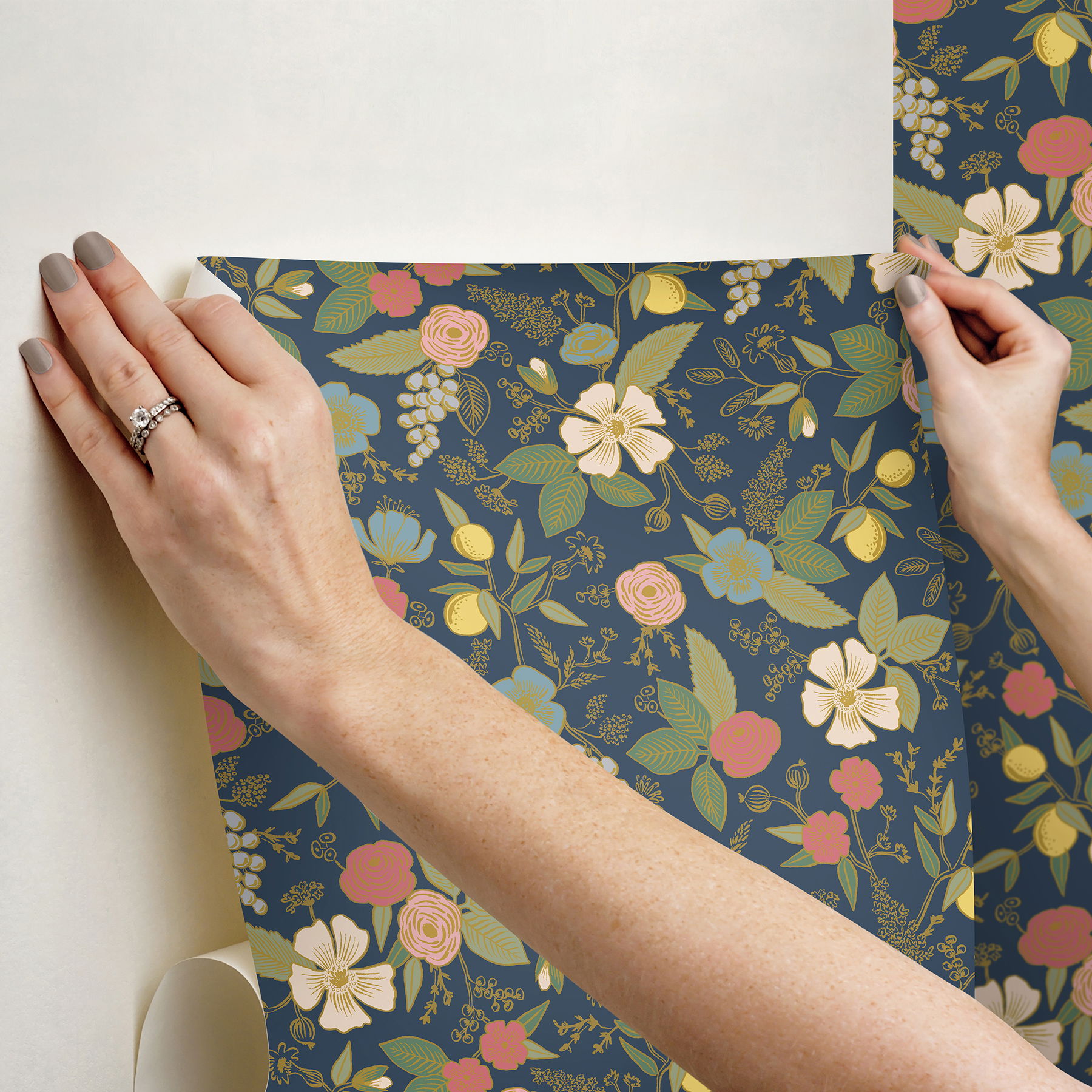 Colette Navy Peel & Stick Wallpaper large image 
