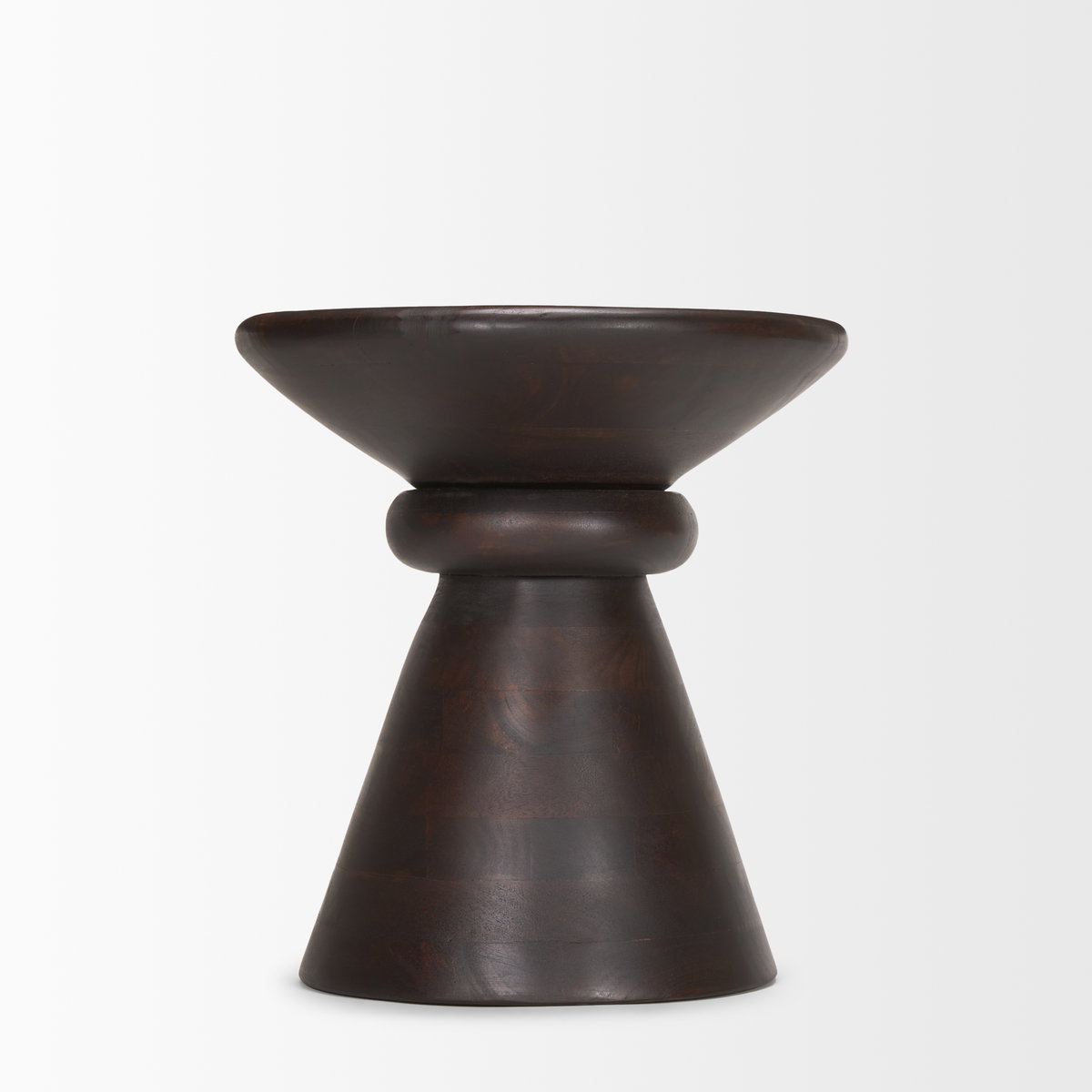 Palmera Dark Brown Wood Pedestal Accent Table, Side & End Table by Mercana, 16" length x 16" width x 17.5" height View 5