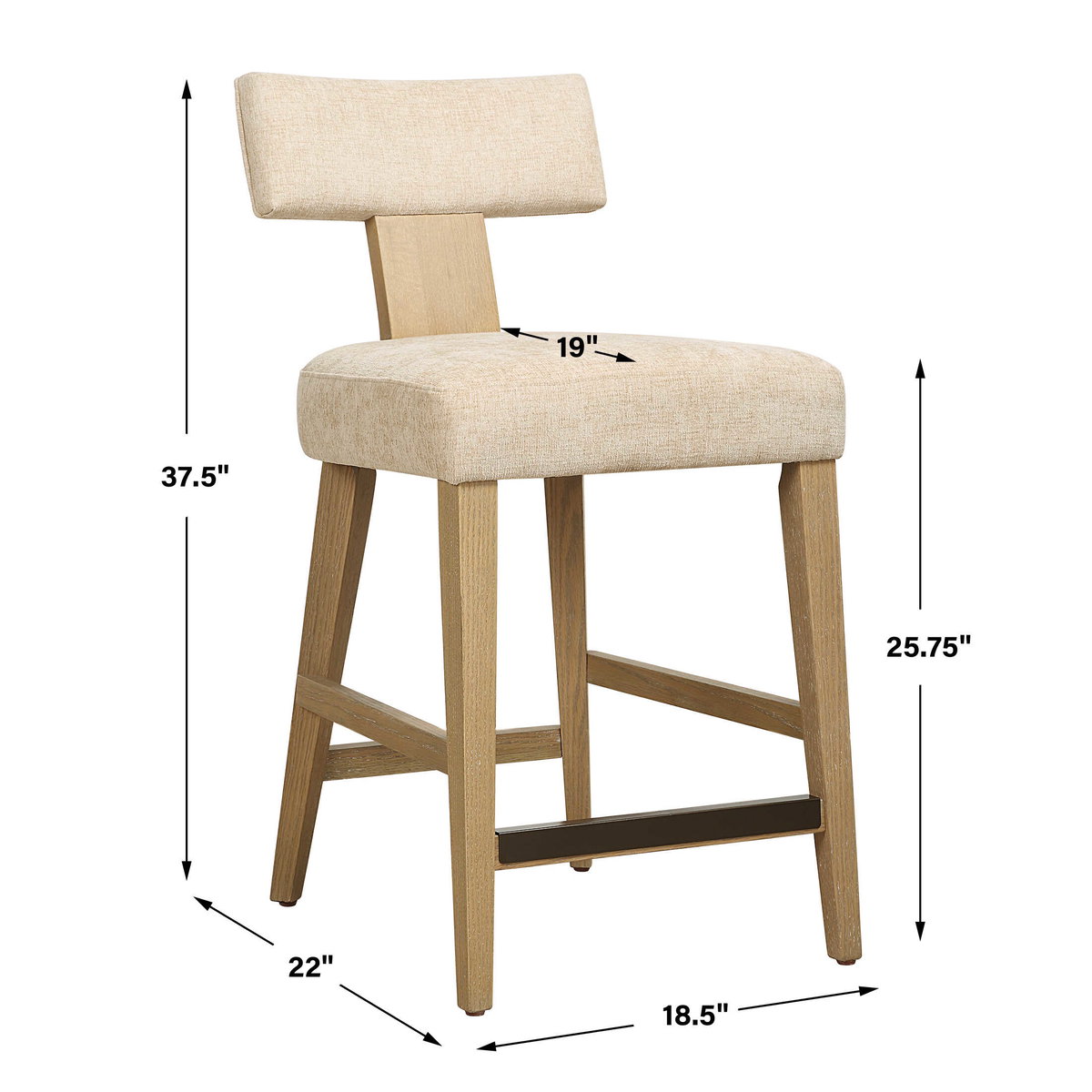 Elysian Sand Counter Stool, Counter & Bar Stool by Uttermost, 18.5" width x 37.5" height x 22" depth View 3