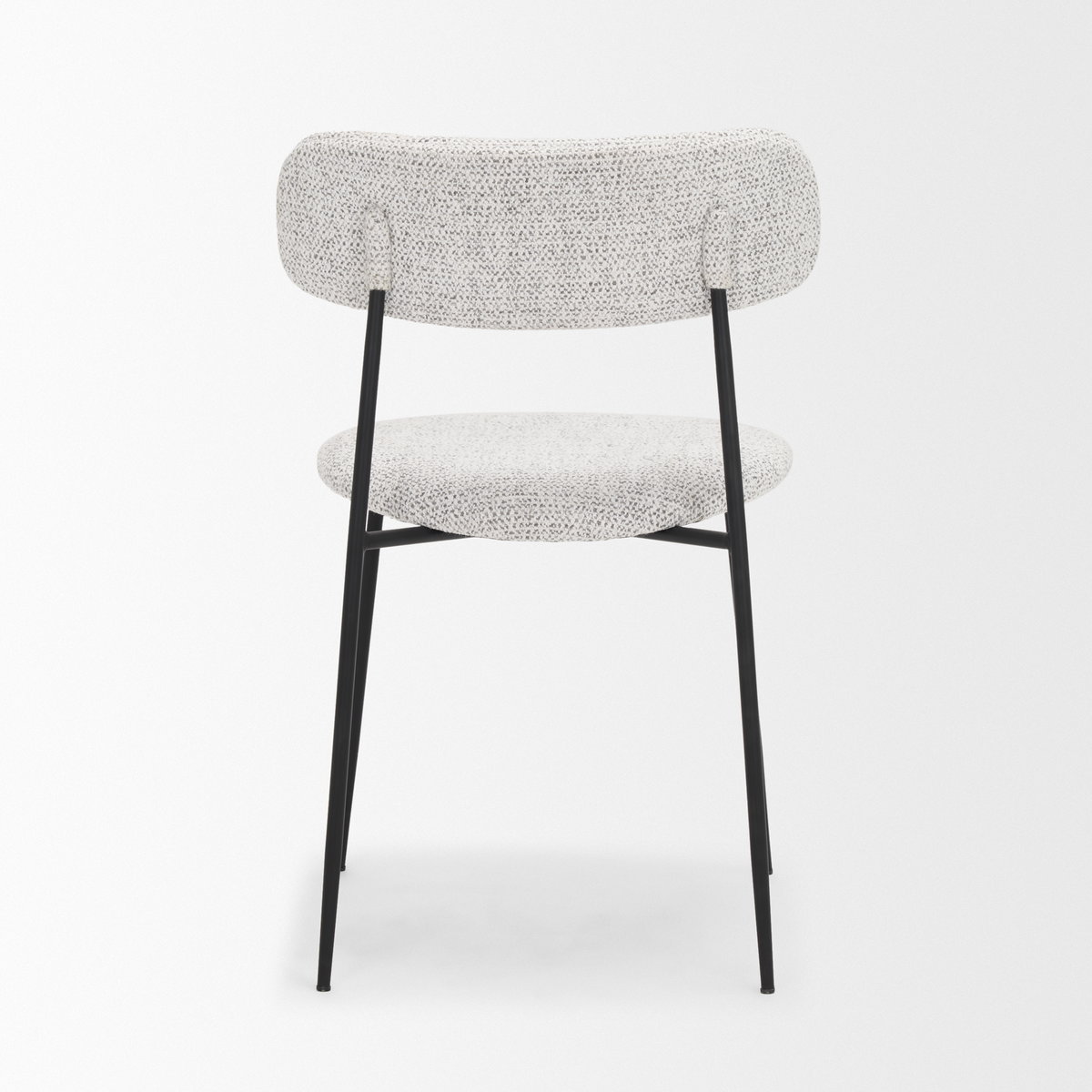 Casey Curved Back Dining Side Chair | Gray Fabric with Black Metal, Dining Chair by Mercana, 21.26" length x 20.08" width x 31.25" height View 9