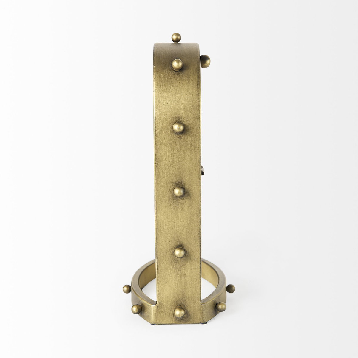 Marian  Gold Studded Table Clock, by Mercana, 7.48" length x 5.71" width x 12.99" height View 7