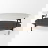 Larkin 42' Round Two-Tier White Marble Top and Solid Wood Shelf with Black Metal Frame Coffee Table thumbnail 1