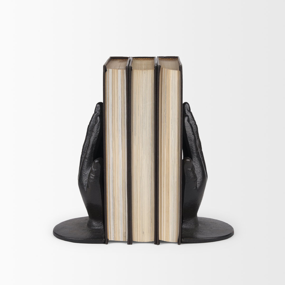 Praying Hands Bronze Cast Iron Book Ends, Bookend by Mercana, 5.91" length x 4.65" width x 7.17" height View 4