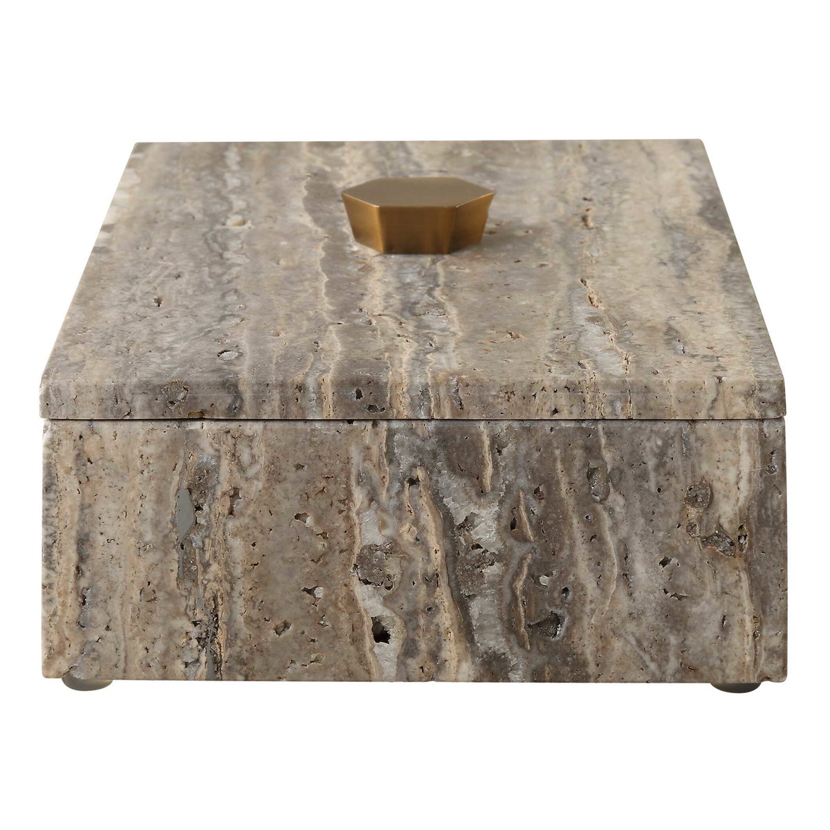 Griseus Travertine Stone Box, Boxe by Uttermost, 9.5" width x 2.75" height x 6" depth View 6
