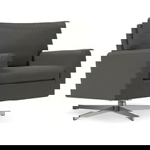 Online Designer Other Nelson Swivel Chair, Poly, Sierra Leather, Fog, Chrome