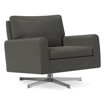 Online Designer Other Nelson Swivel Chair, Poly, Sierra Leather, Fog, Chrome