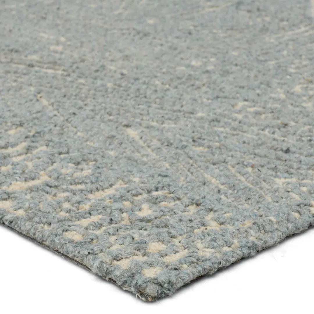 Geometric Handmade Tufted Area Rug in Blue/Cream large image 