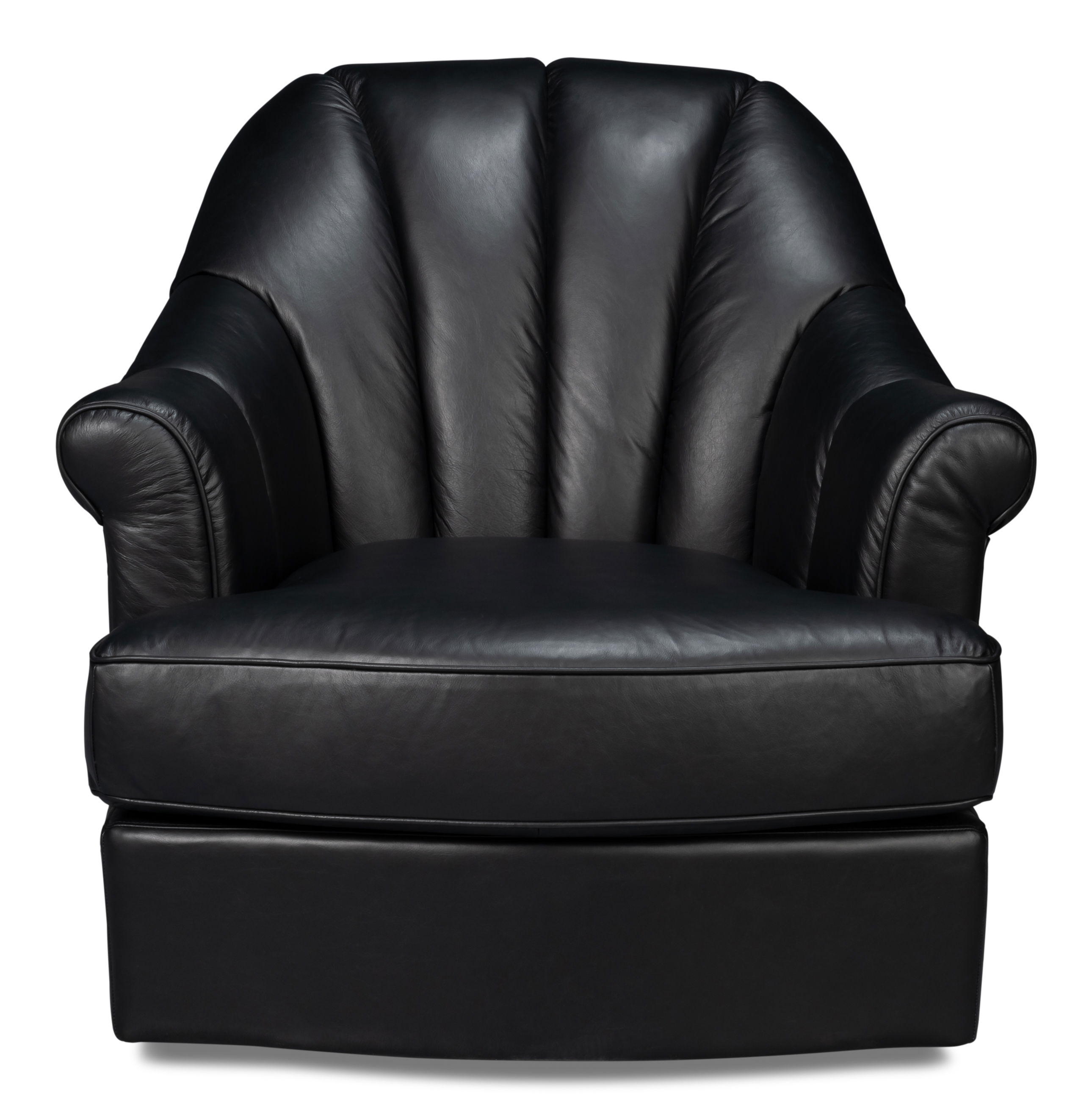 Scoth Swivel Chair In Distilled Lthr,Blk, Seating by Sarreid, 35" length x 39" width x 35" height View 2