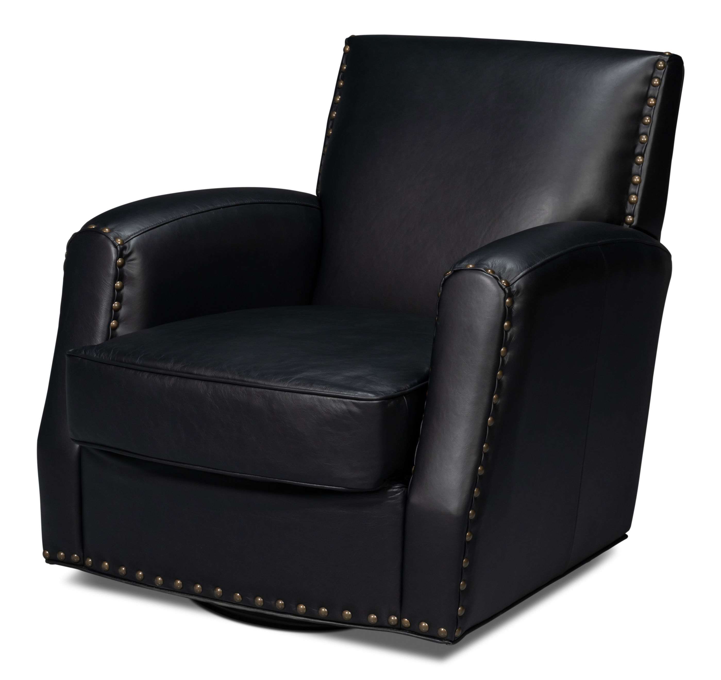 Taft Leather Swivel Chair, Onyx Black large image 
