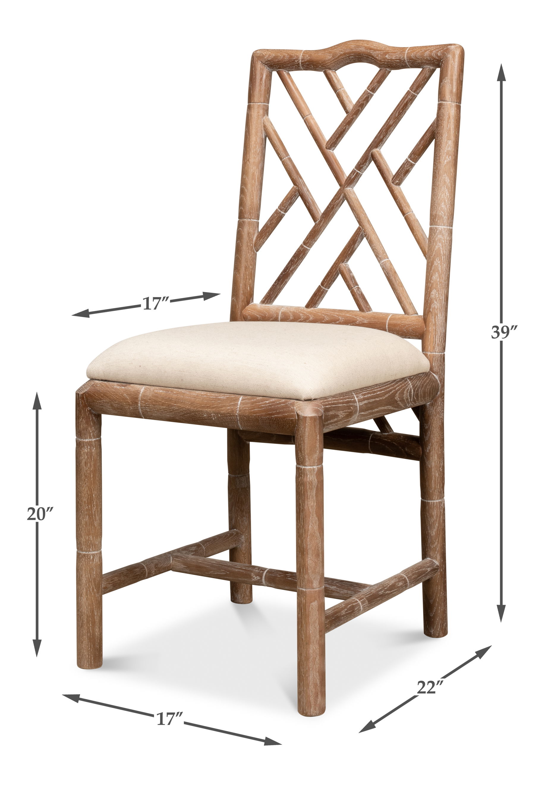Brighton Bamboo Side Chair, Dining Chair by Sarreid, 17" length x 22" width x 39" height View 13
