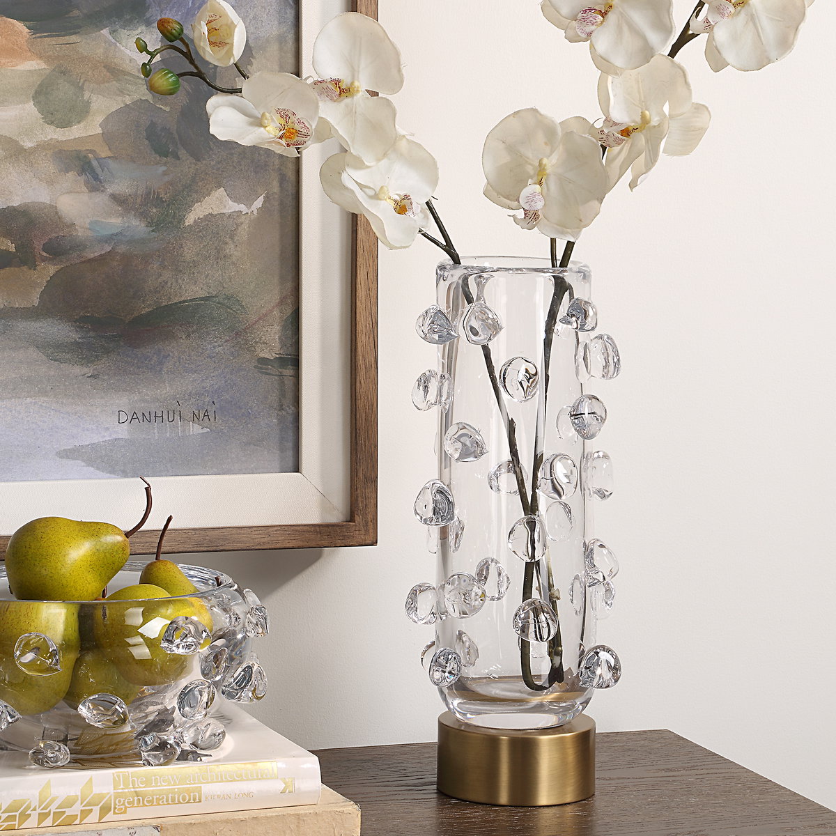 Aura Clear Glass Vase, by Uttermost, 6.5" width x 15" height x 6.5" depth View 2
