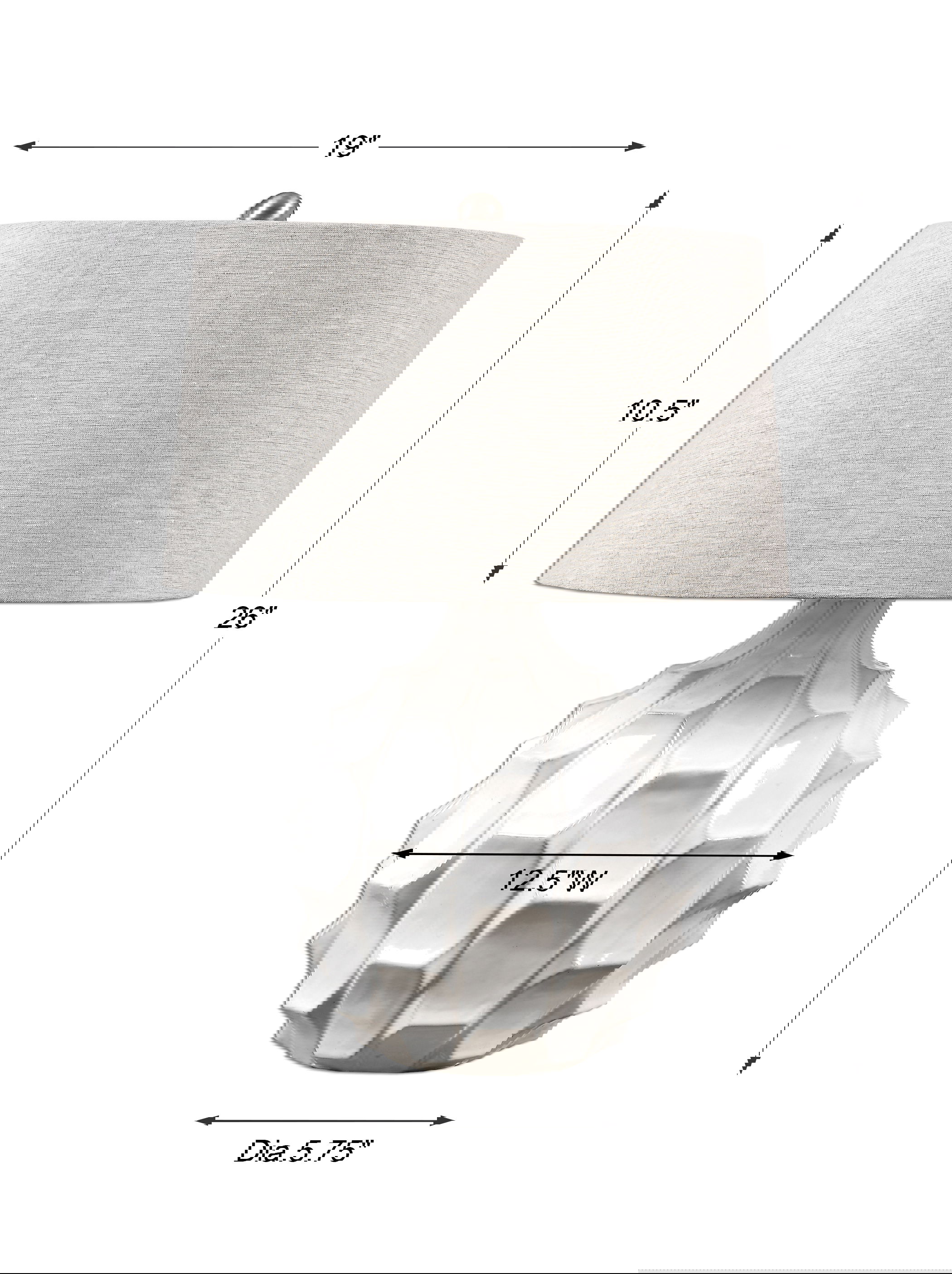 Guerina Scalloped White Lamp, by Uttermost, 19" width x 26" height x 19" depth View 3