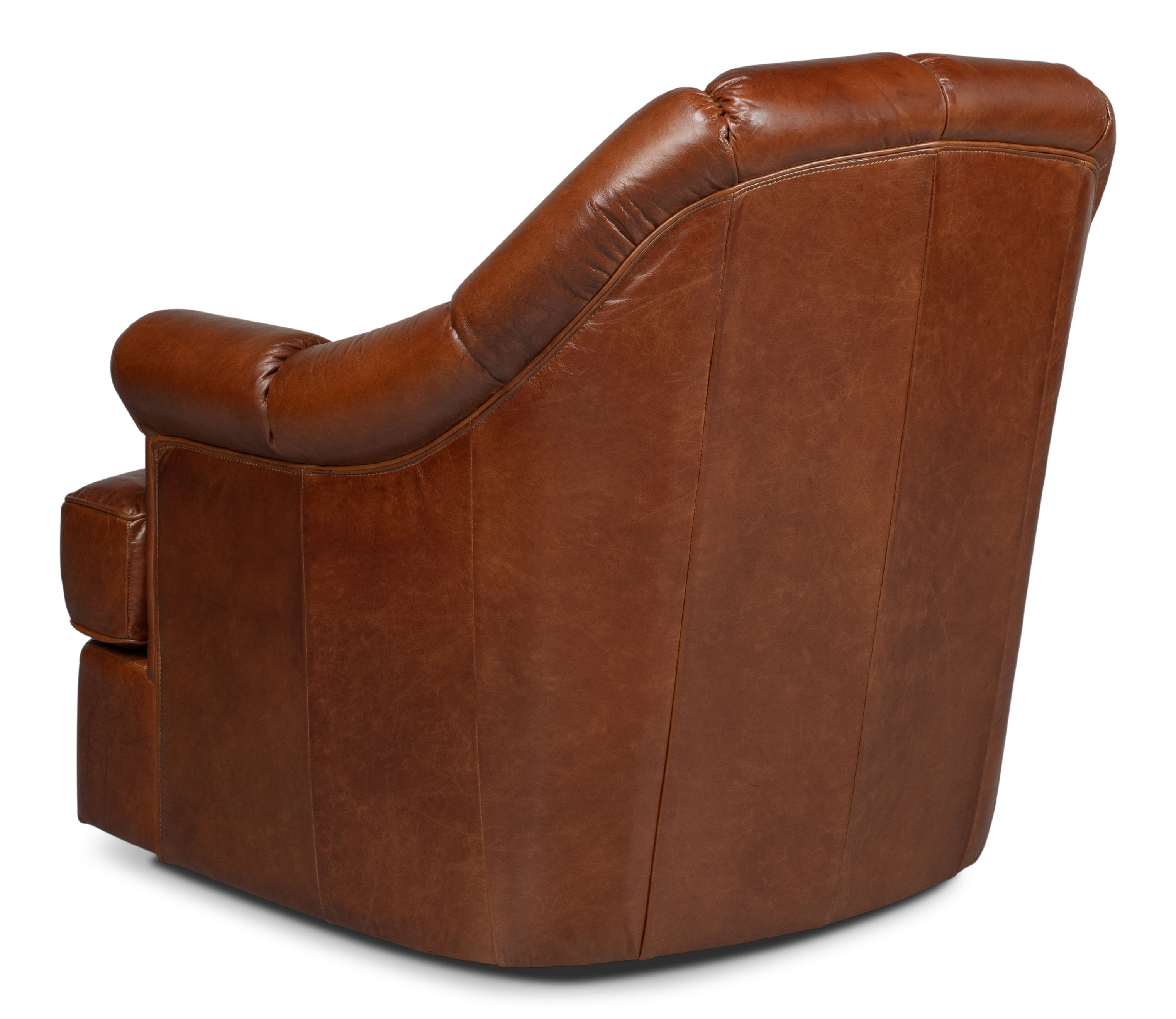 Scoth Swivel Chair In Distilled Leather, Seating by Sarreid, 35" length x 39" width x 35" height View 11