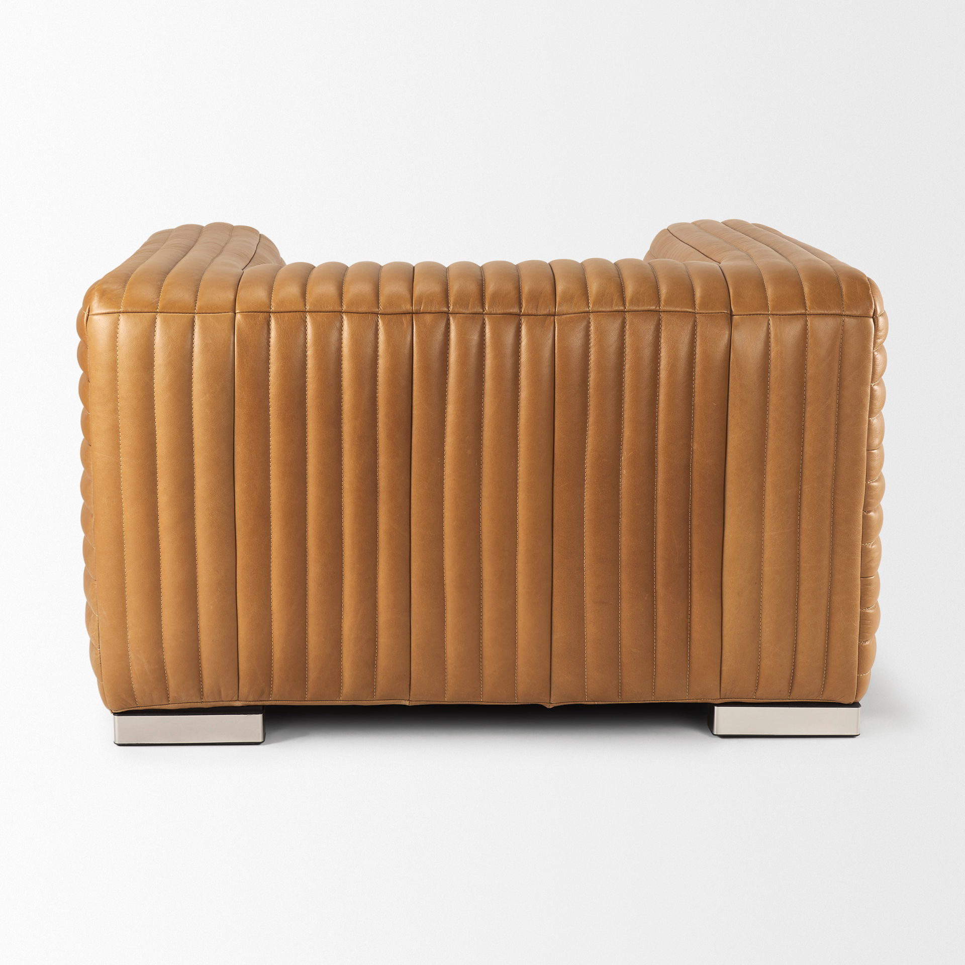 Ricciardo Cognac Leather Upholstered Arm Chair, Accent Chair by Mercana, 45.28" length x 38.19" width x 26.38" height View 5