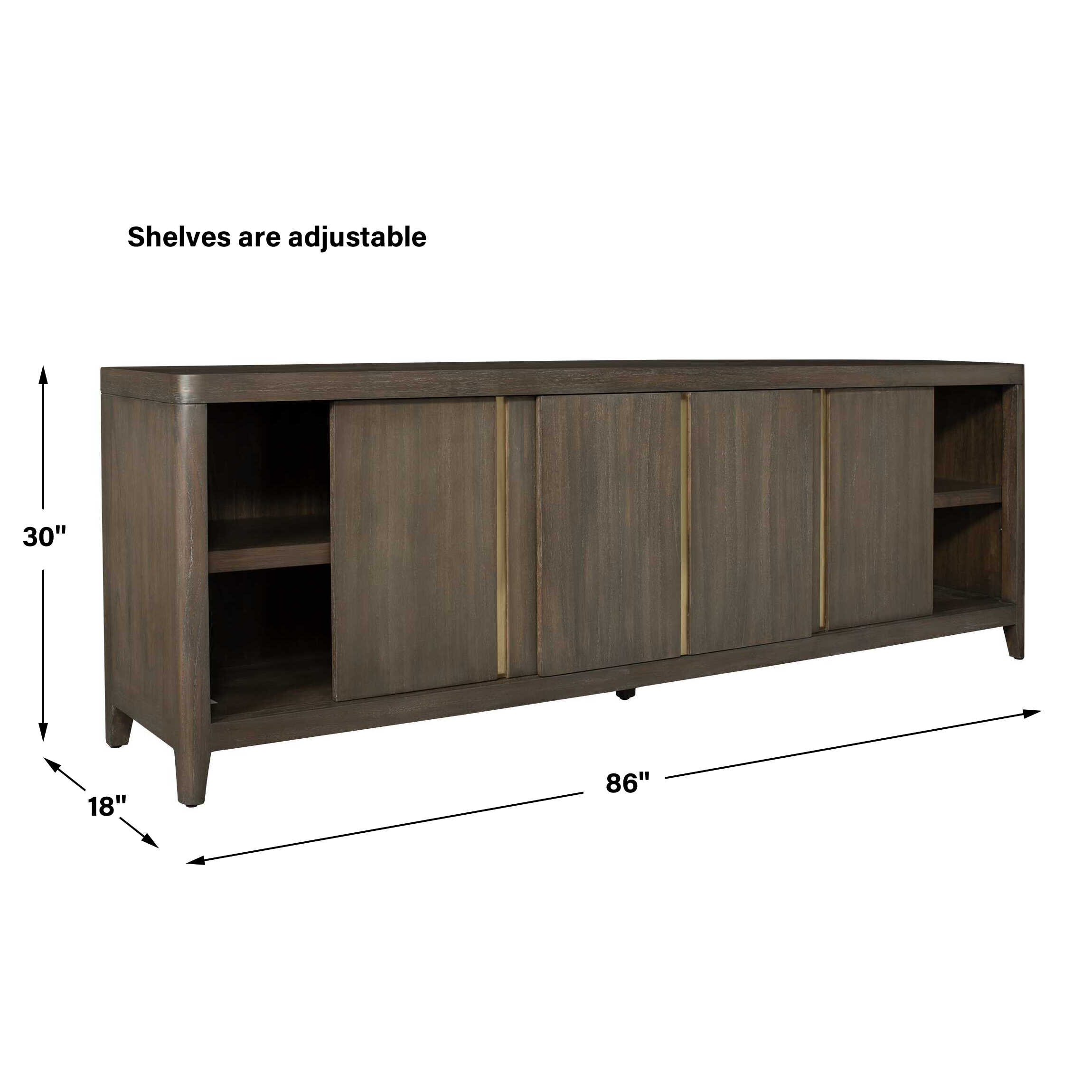 Botero Walnut Console Cabinet, Furniture by Uttermost, 86" width x 30" height x 18" depth View 3