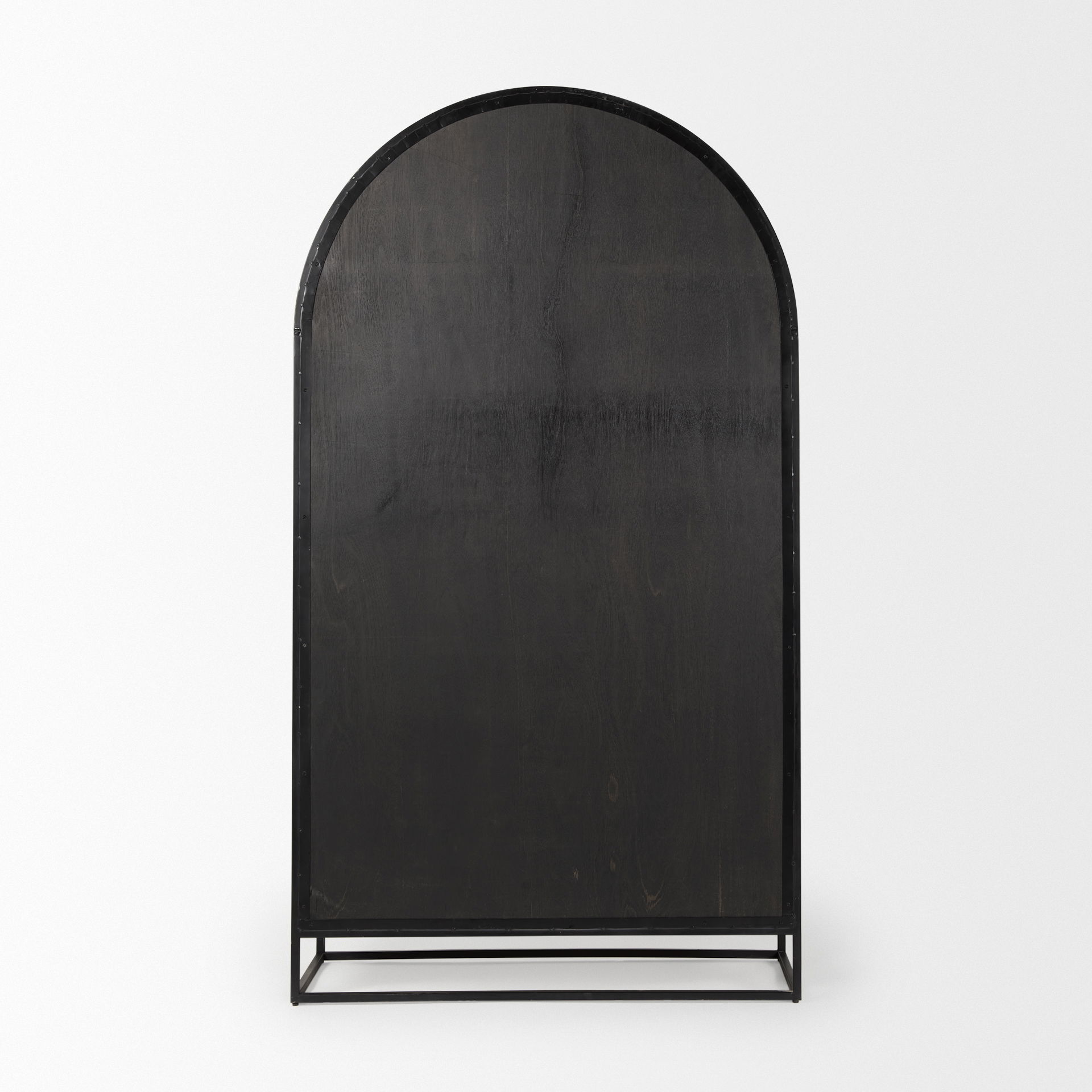 Sloan 85.5H Black Wood with Black Metal Frame Arch Cabinet large image 