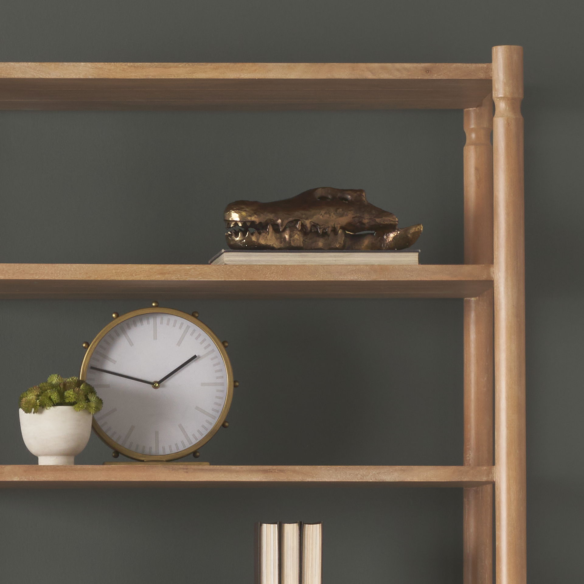 Marian  Gold Metal with Studs Round Table Clock, by Mercana, 11.02" length x 3.15" width x 11.02" height View 5