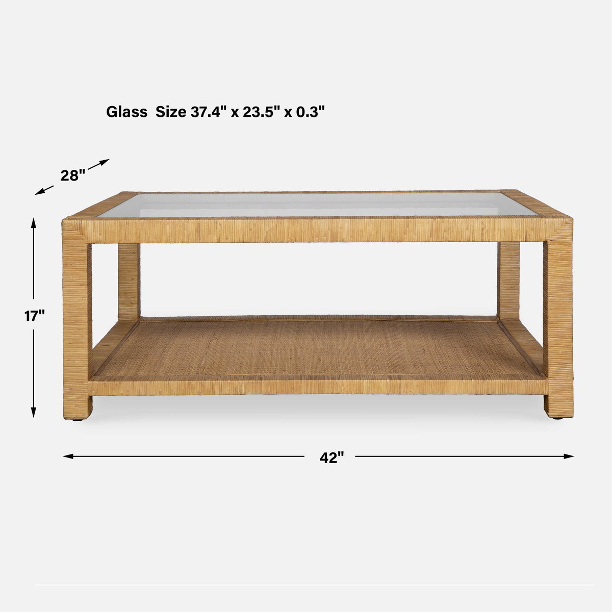 Kensing Natural Coffee Table, by Uttermost, 42" width x 17" height x 28" depth View 3